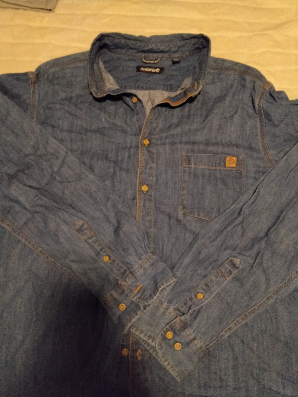Solaris Men's Blue Solid Denim Button-Up Shirt w/ Pockets Size 2XT